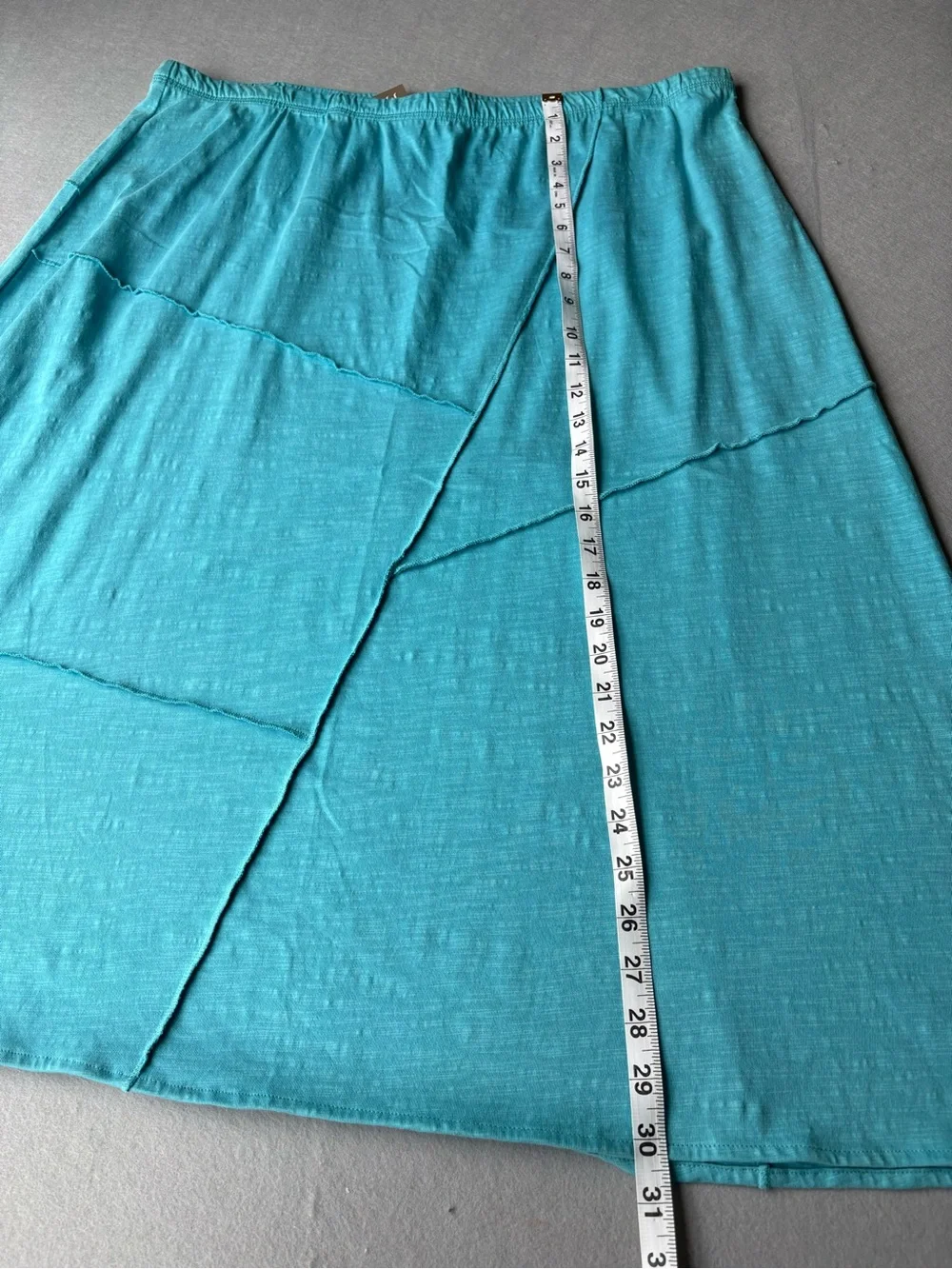 J. Jill Aqua Cotton Elastic-Waist Asymmetric Skirt 100% cotton sz XL flowy midi